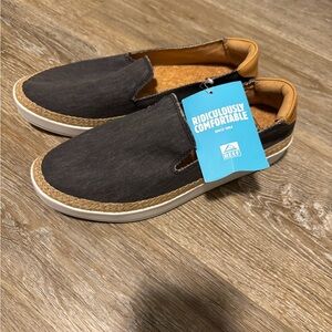 New REEF Cushion Sunrise Women's Black Denim Fabric Slip-on Sneakers 9